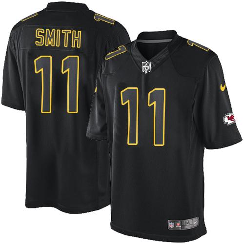 Men's Elite Alex Smith Nike Jersey Black - #11 Impact NFL Kansas City Chiefs